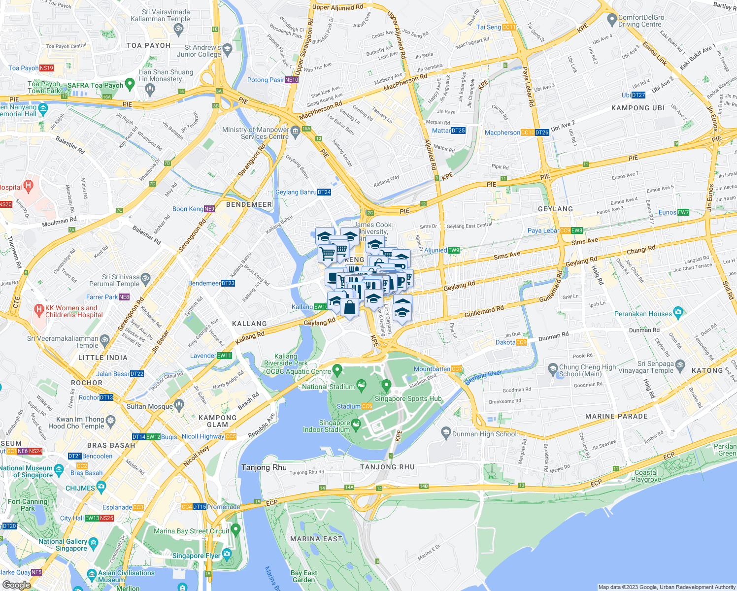 map of restaurants, bars, coffee shops, grocery stores, and more near in Singapore