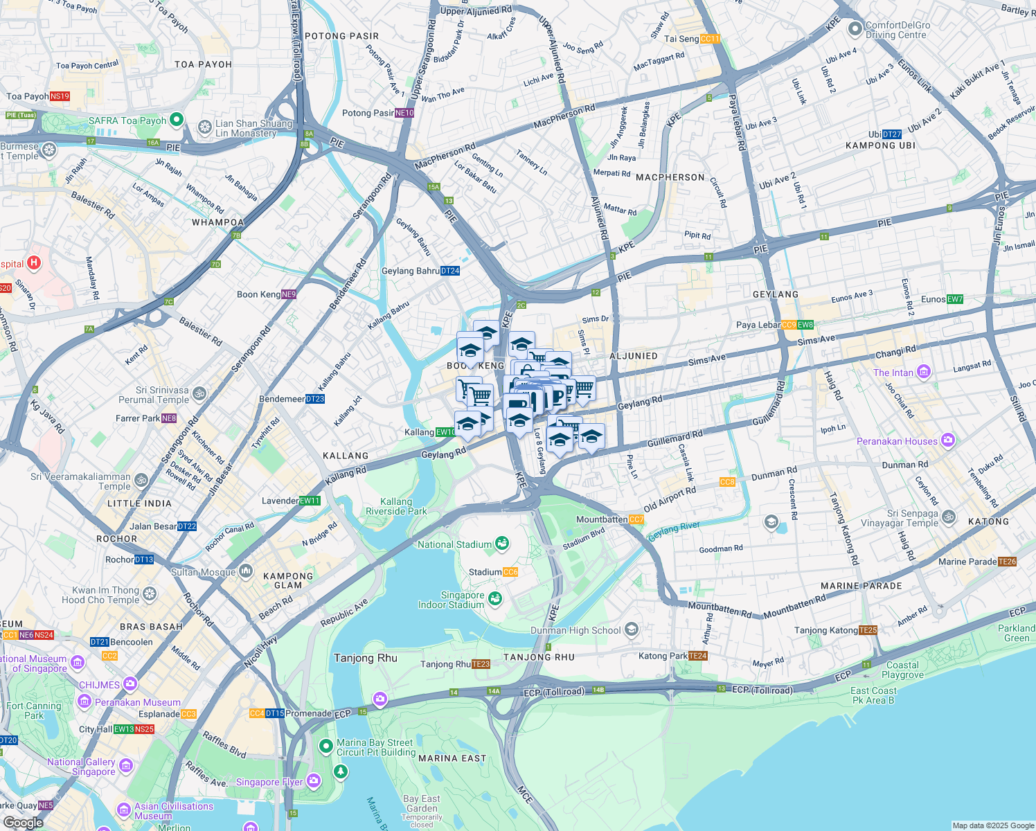 map of restaurants, bars, coffee shops, grocery stores, and more near in Singapore