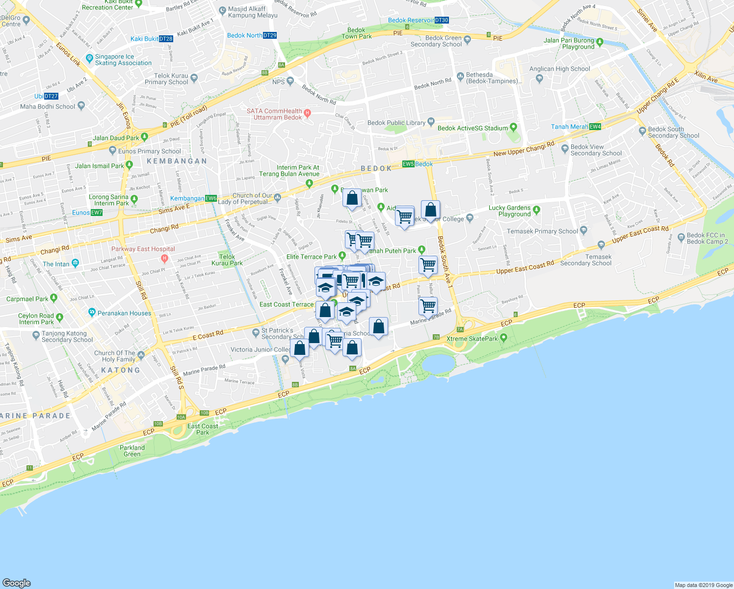 map of restaurants, bars, coffee shops, grocery stores, and more near in Singapore