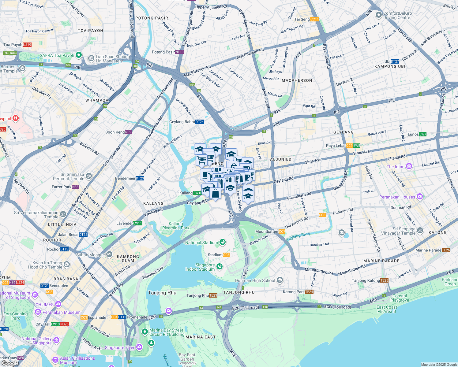 map of restaurants, bars, coffee shops, grocery stores, and more near in Singapore