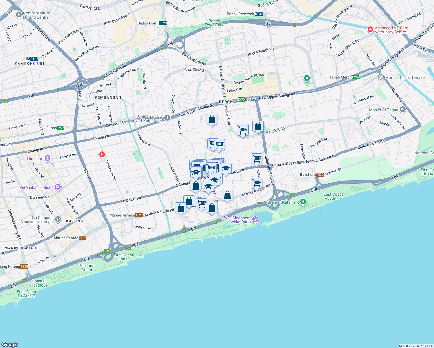 map of restaurants, bars, coffee shops, grocery stores, and more near in Singapore