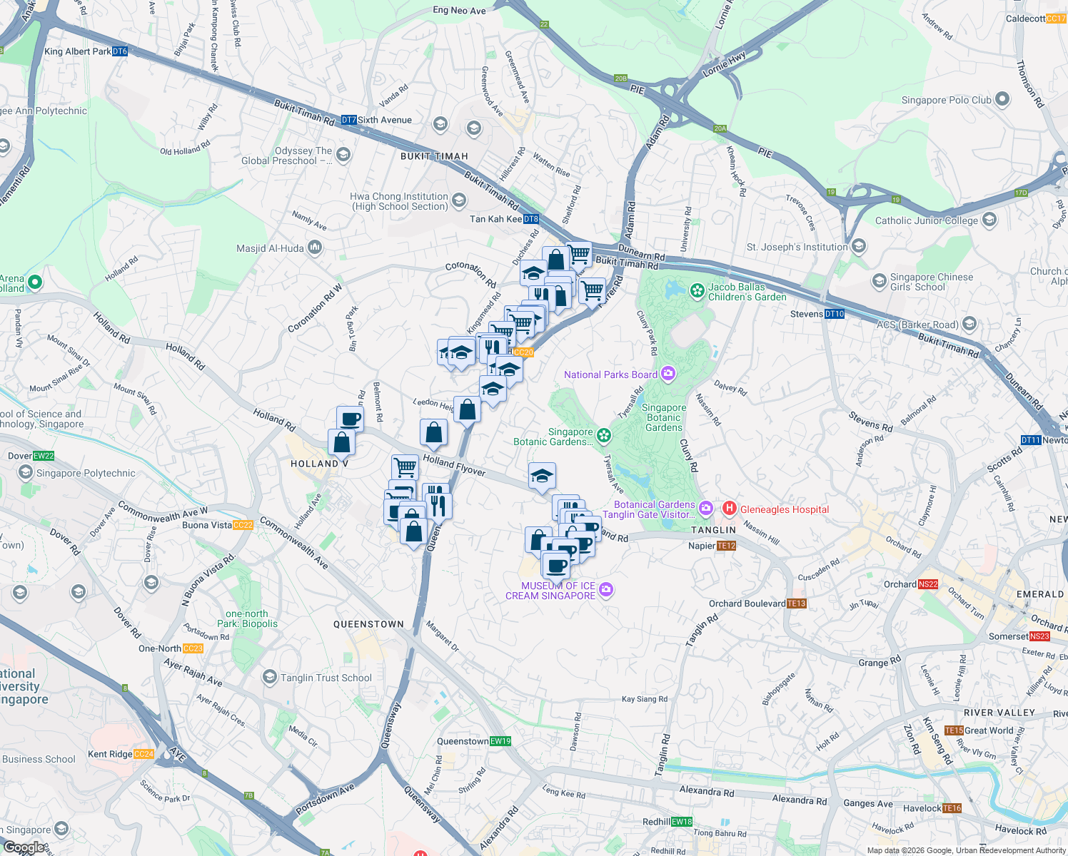 map of restaurants, bars, coffee shops, grocery stores, and more near in Singapore