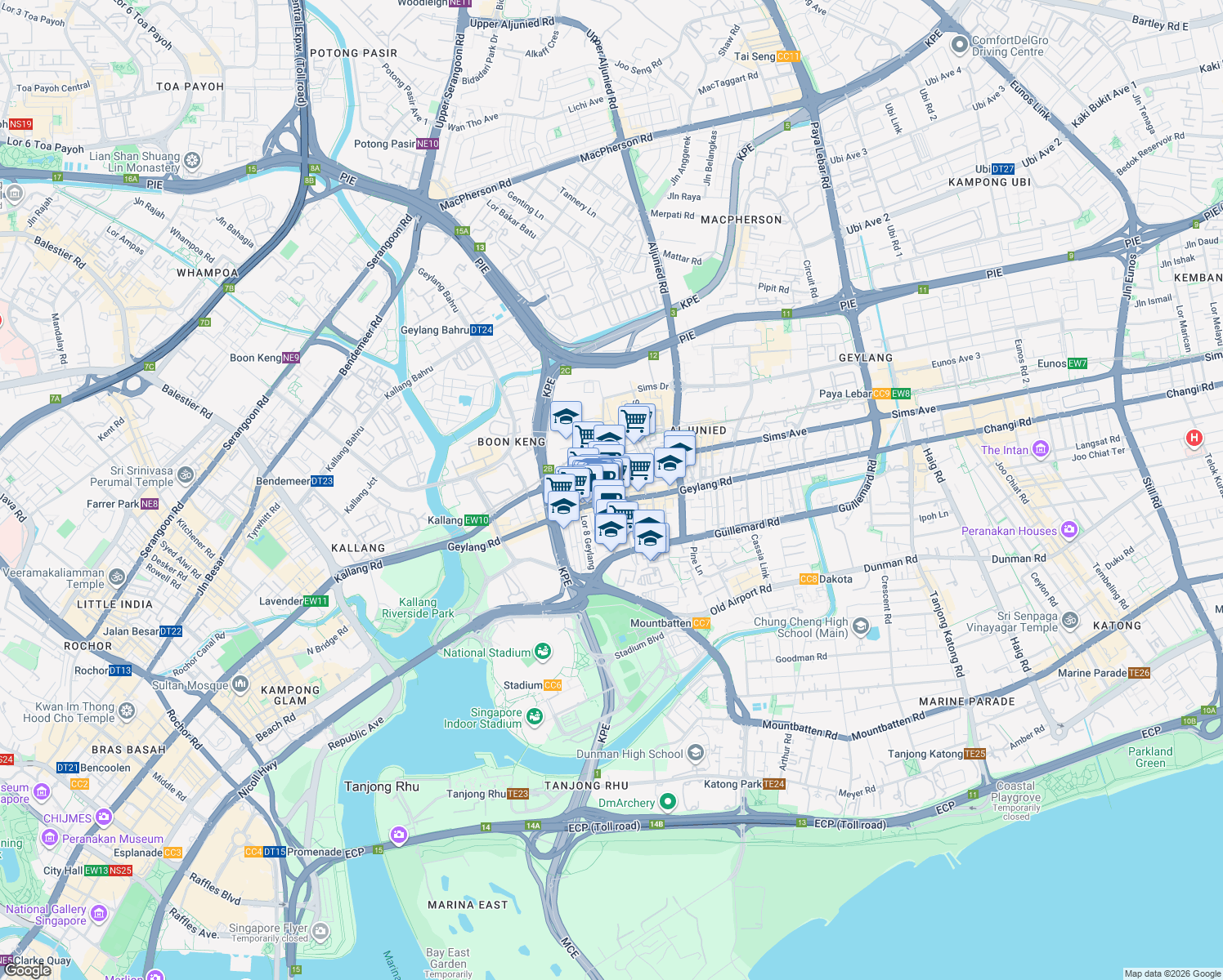 map of restaurants, bars, coffee shops, grocery stores, and more near in Singapore