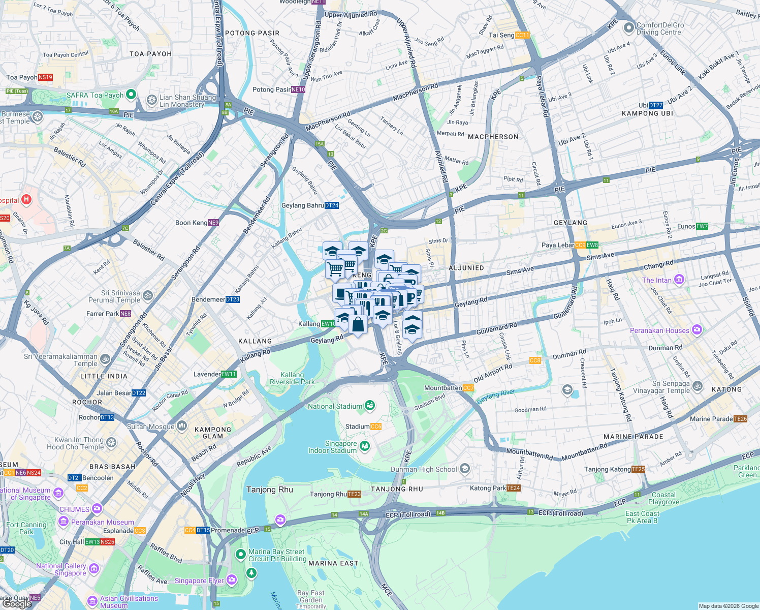 map of restaurants, bars, coffee shops, grocery stores, and more near in Singapore