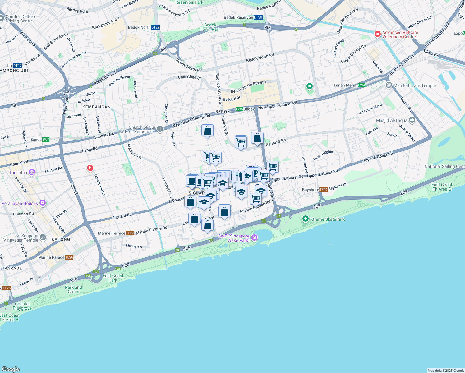 map of restaurants, bars, coffee shops, grocery stores, and more near in Singapore
