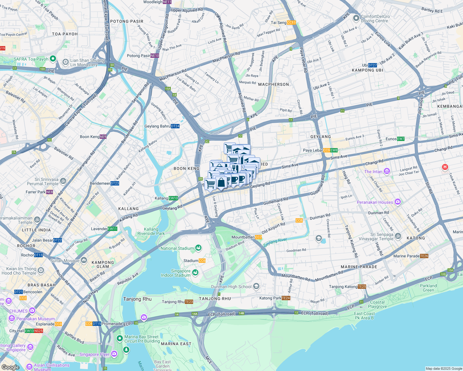 map of restaurants, bars, coffee shops, grocery stores, and more near in Singapore
