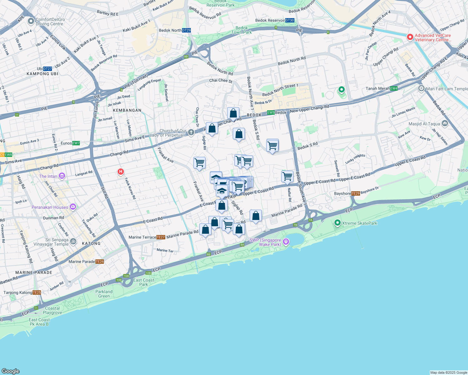map of restaurants, bars, coffee shops, grocery stores, and more near in Singapore