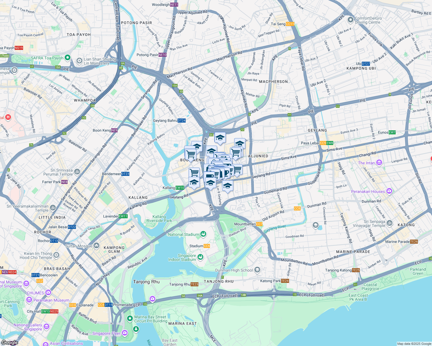 map of restaurants, bars, coffee shops, grocery stores, and more near in Singapore