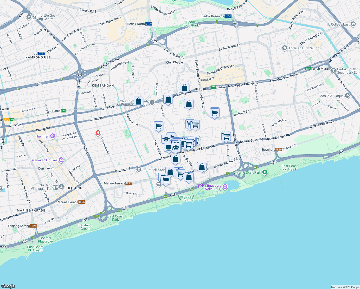 map of restaurants, bars, coffee shops, grocery stores, and more near in Singapore