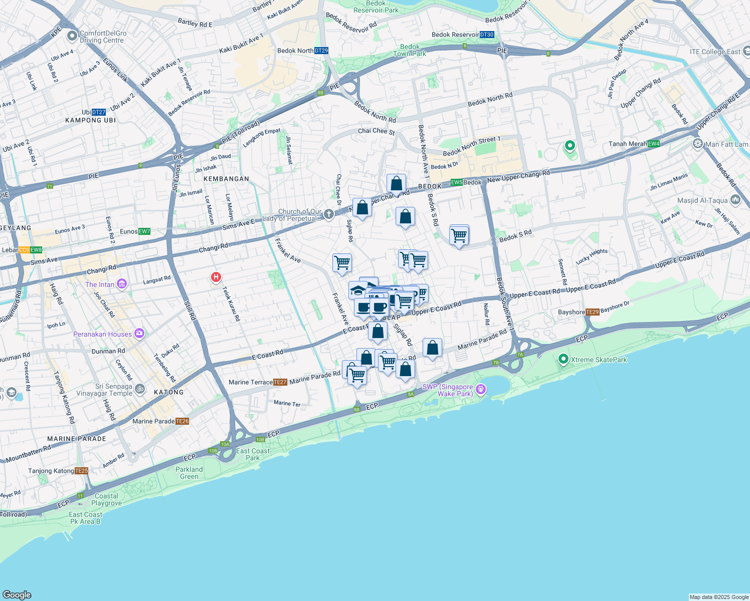 map of restaurants, bars, coffee shops, grocery stores, and more near in Singapore