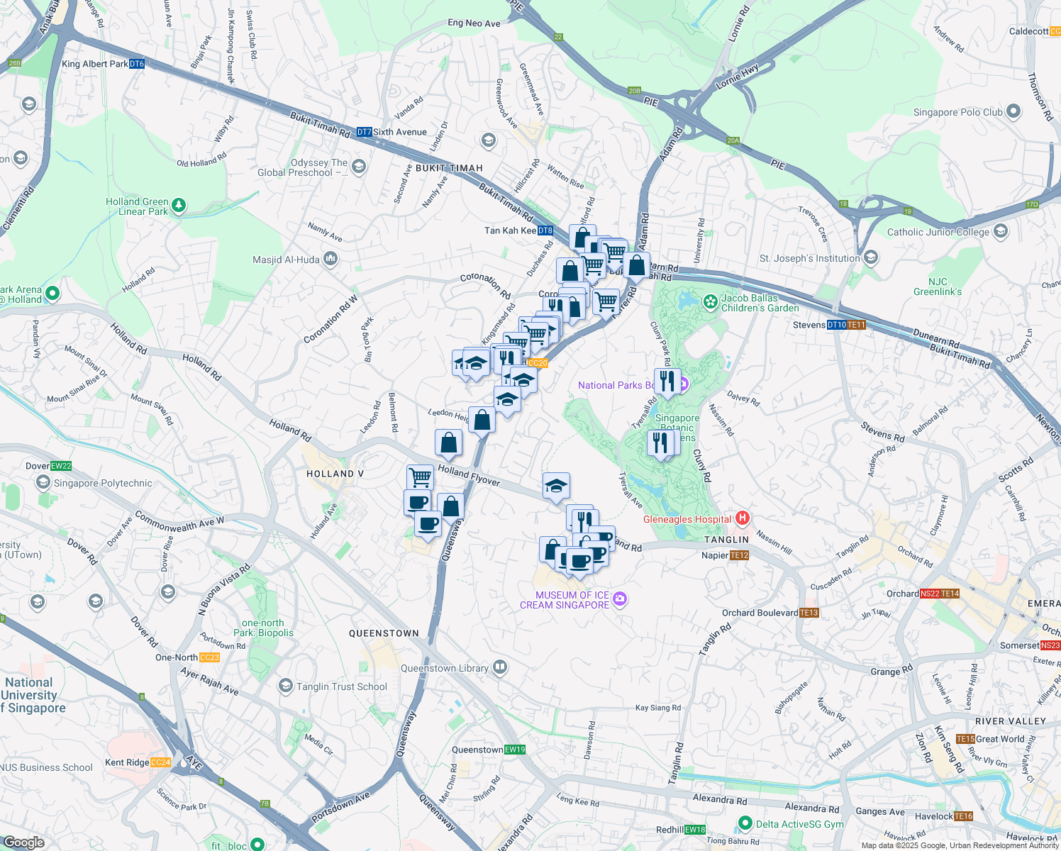 map of restaurants, bars, coffee shops, grocery stores, and more near in Singapore
