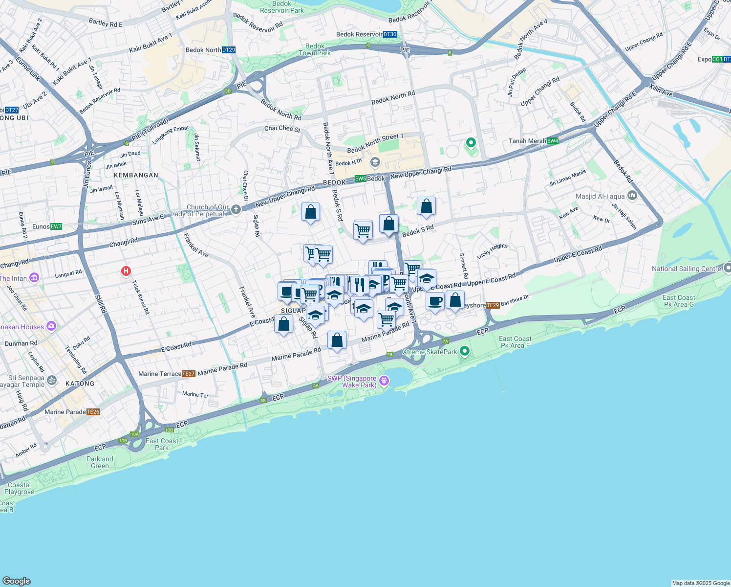 map of restaurants, bars, coffee shops, grocery stores, and more near in Singapore