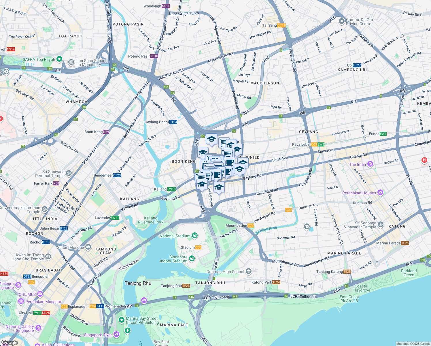 map of restaurants, bars, coffee shops, grocery stores, and more near in Singapore