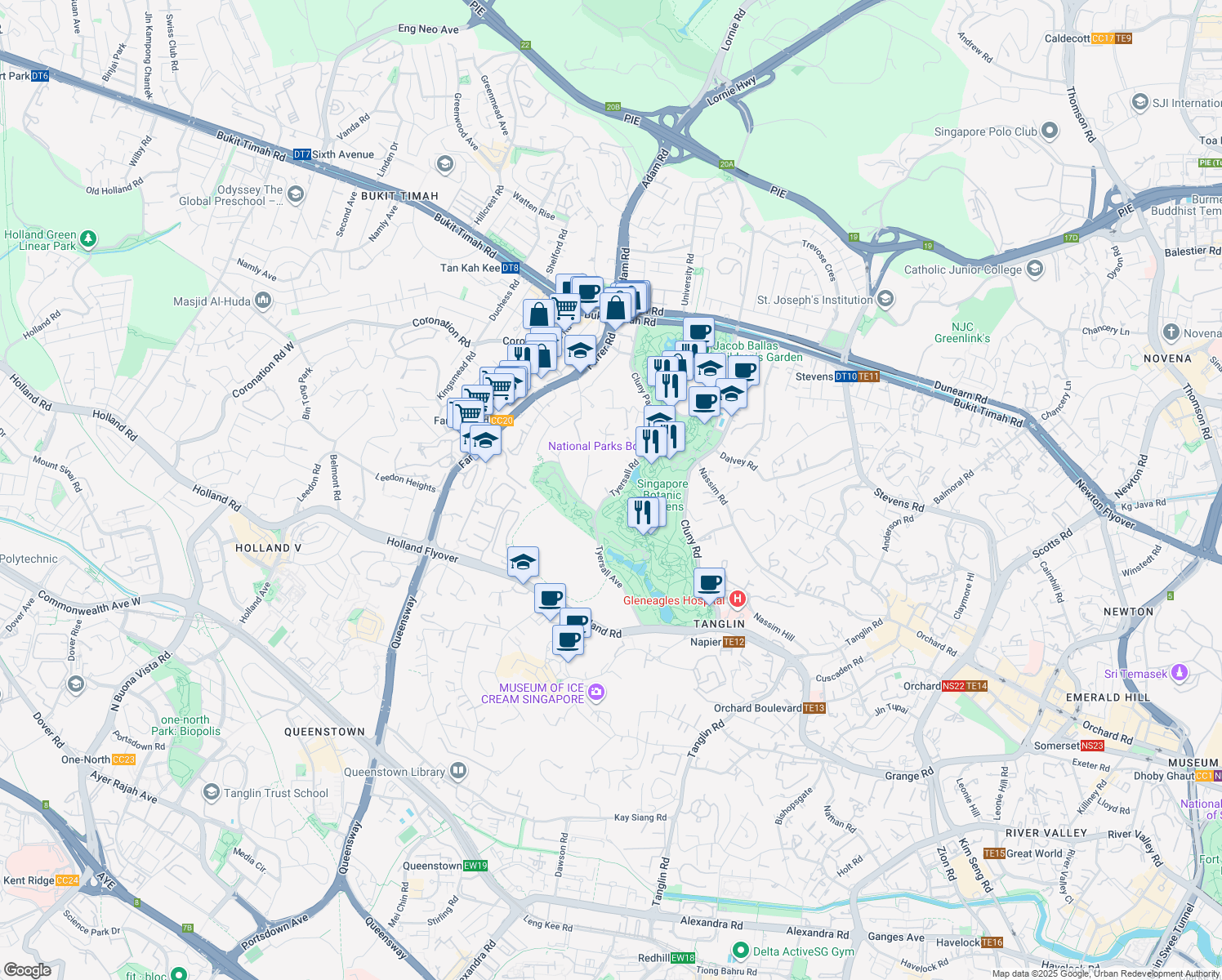 map of restaurants, bars, coffee shops, grocery stores, and more near in Singapore