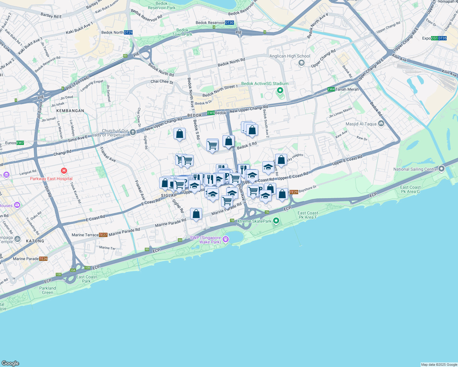 map of restaurants, bars, coffee shops, grocery stores, and more near in Singapore