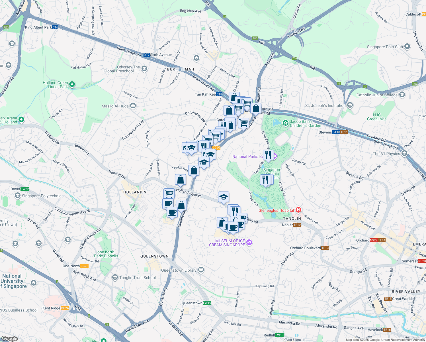 map of restaurants, bars, coffee shops, grocery stores, and more near in Singapore
