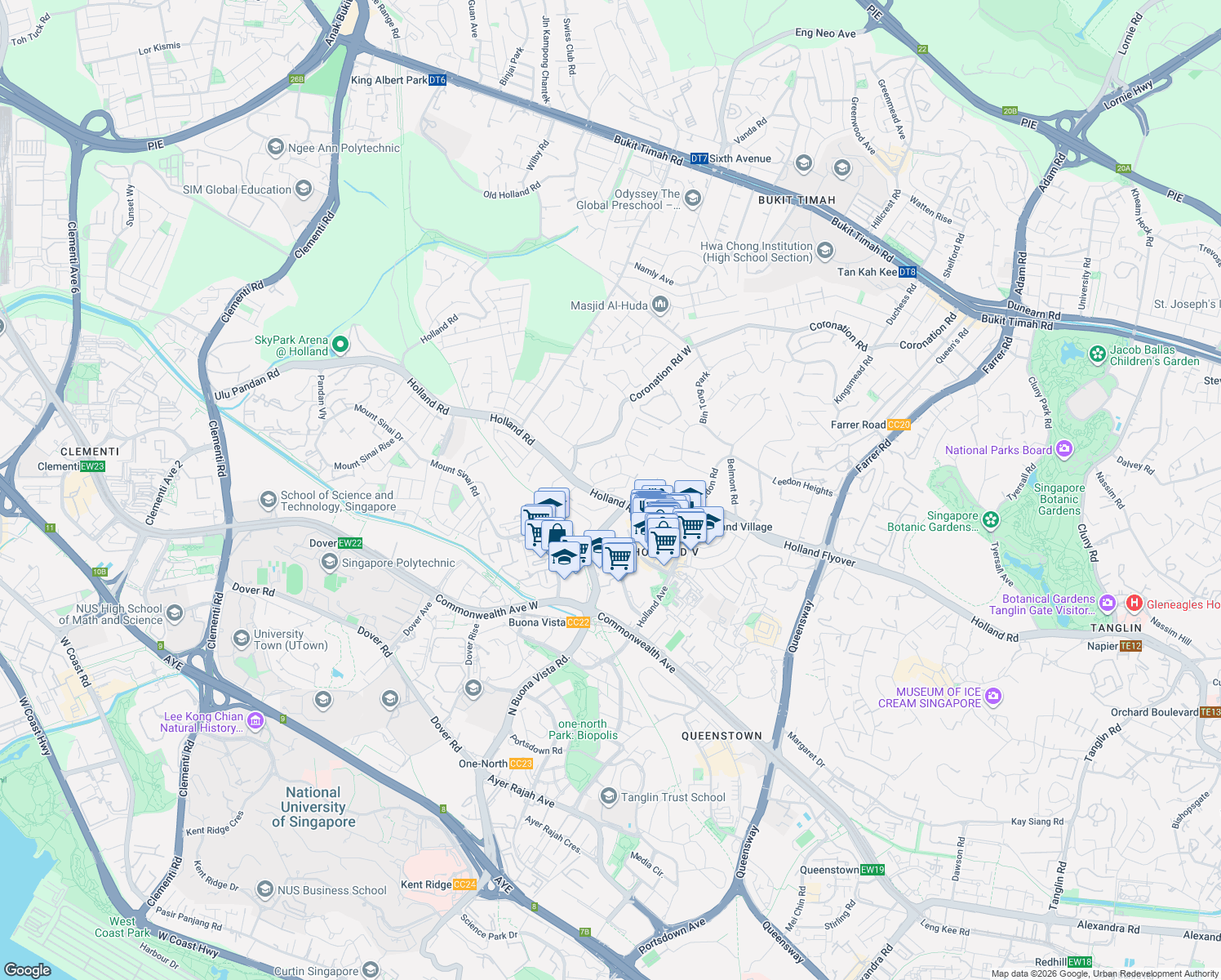 map of restaurants, bars, coffee shops, grocery stores, and more near in Singapore