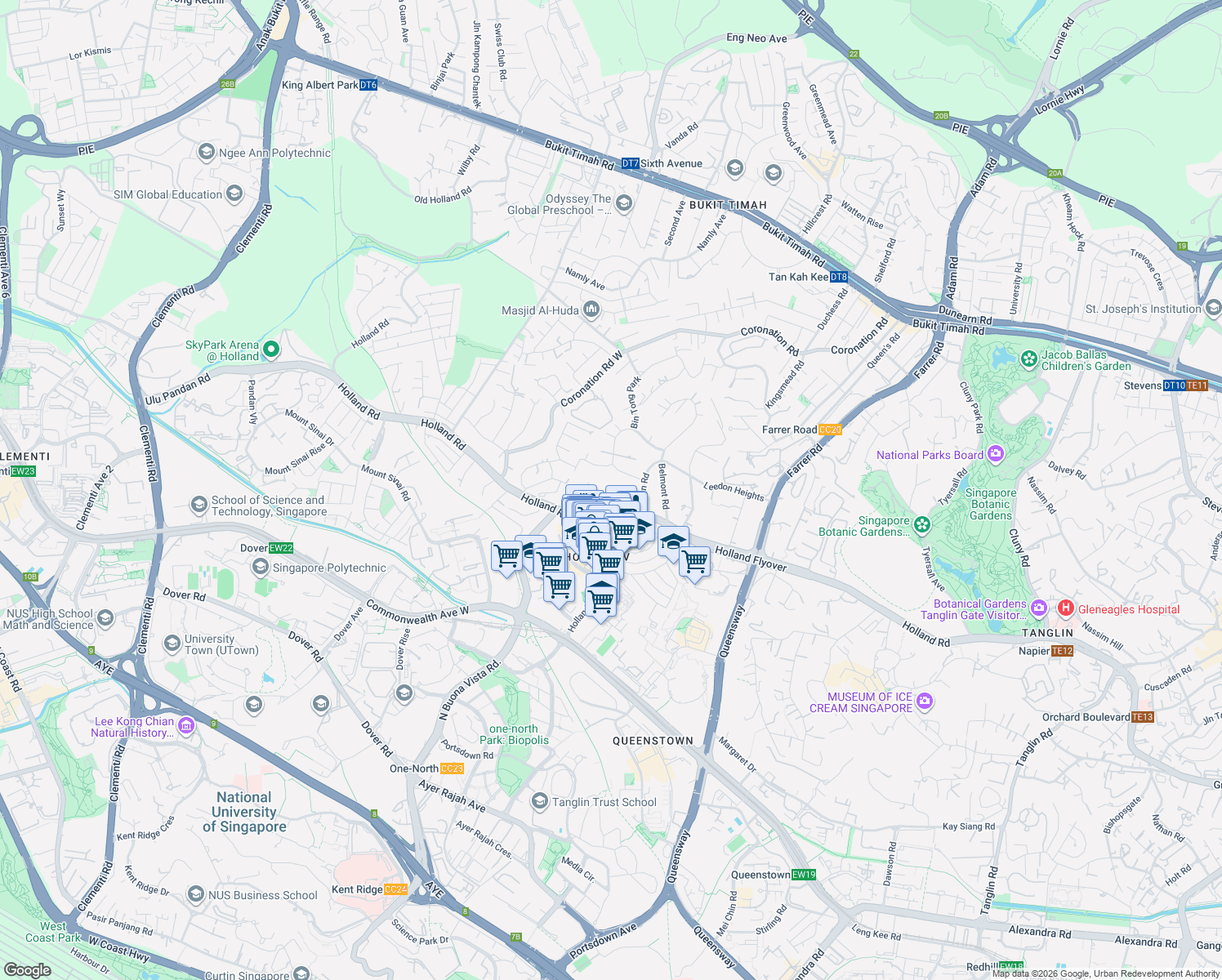 map of restaurants, bars, coffee shops, grocery stores, and more near in Singapore