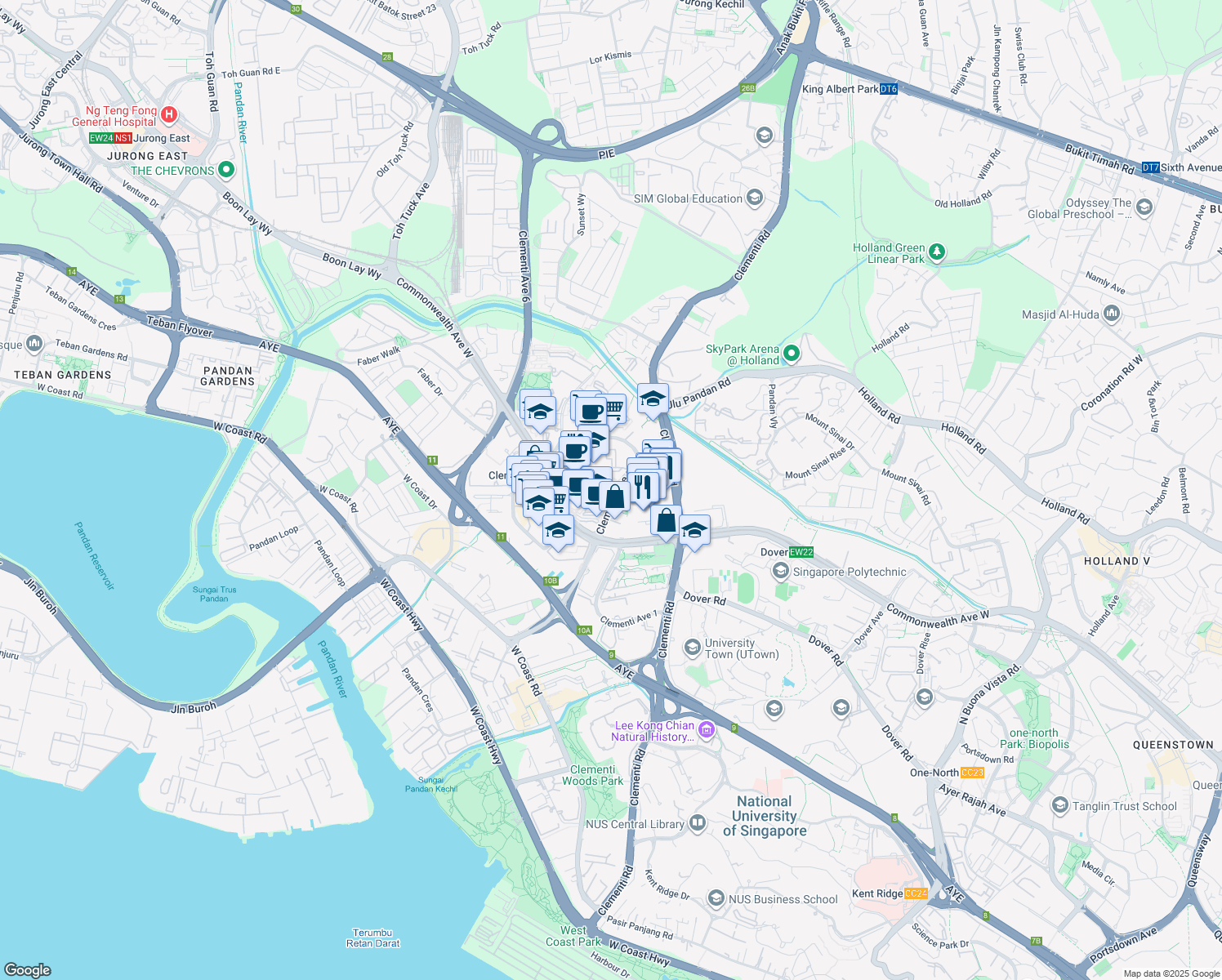 map of restaurants, bars, coffee shops, grocery stores, and more near in Singapore