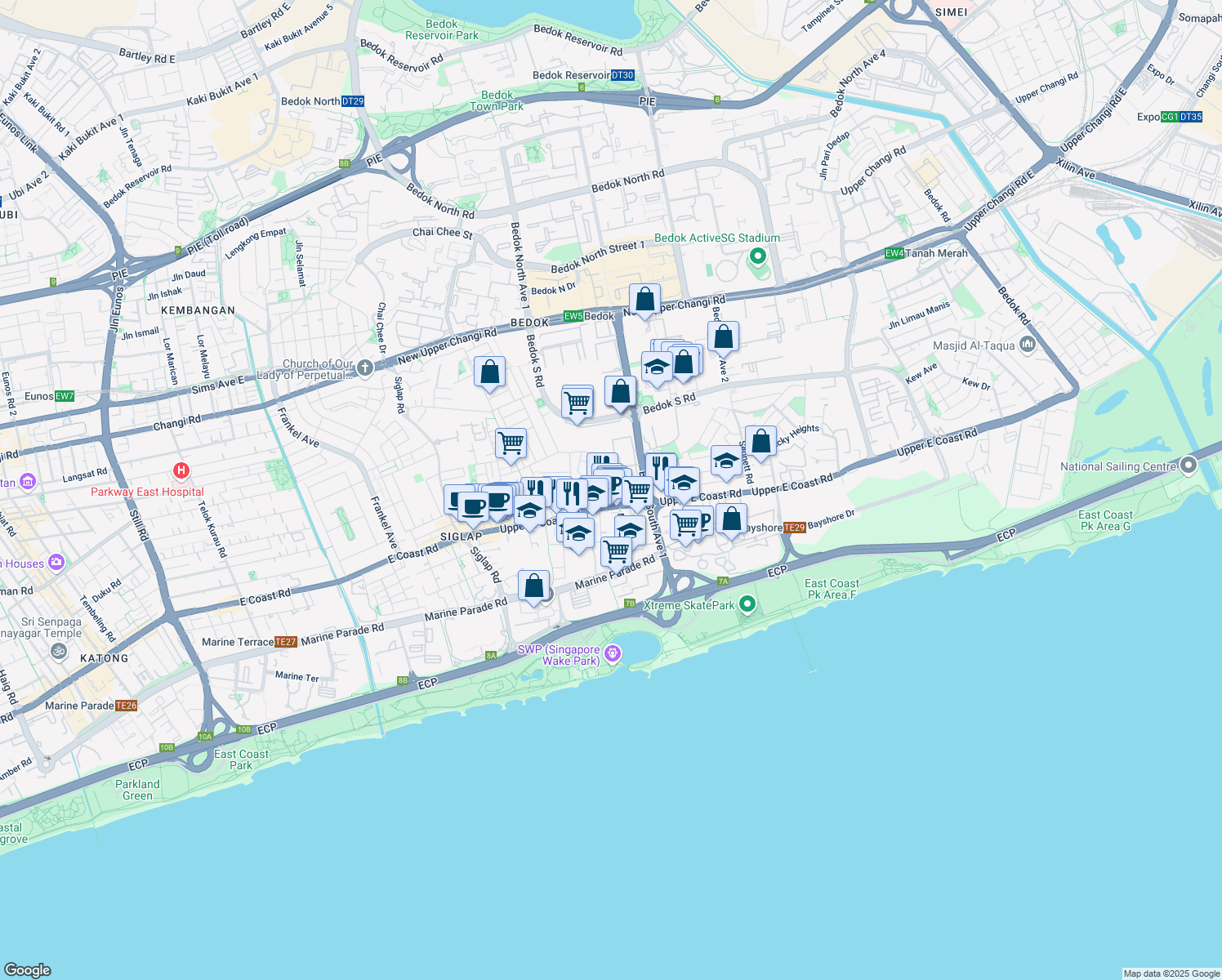 map of restaurants, bars, coffee shops, grocery stores, and more near in Singapore