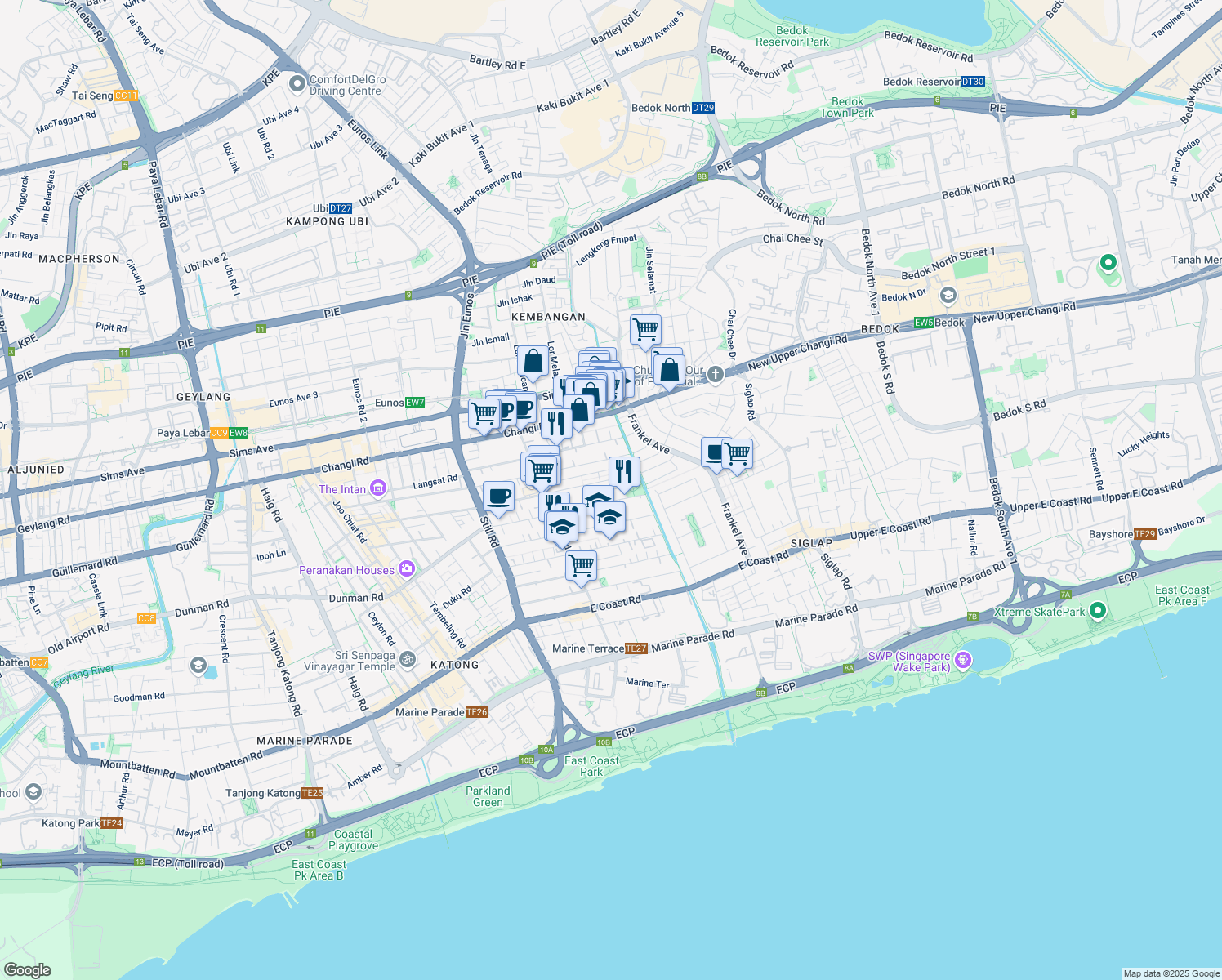 map of restaurants, bars, coffee shops, grocery stores, and more near in Singapore