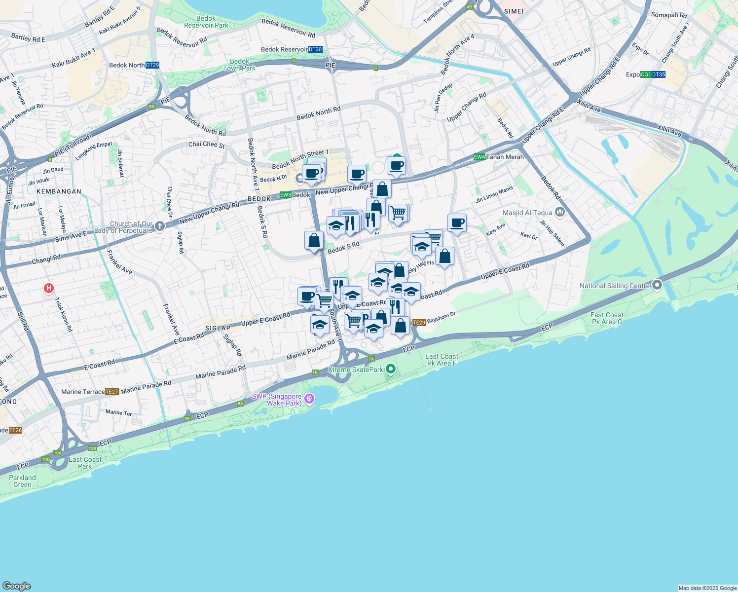 map of restaurants, bars, coffee shops, grocery stores, and more near in Singapore
