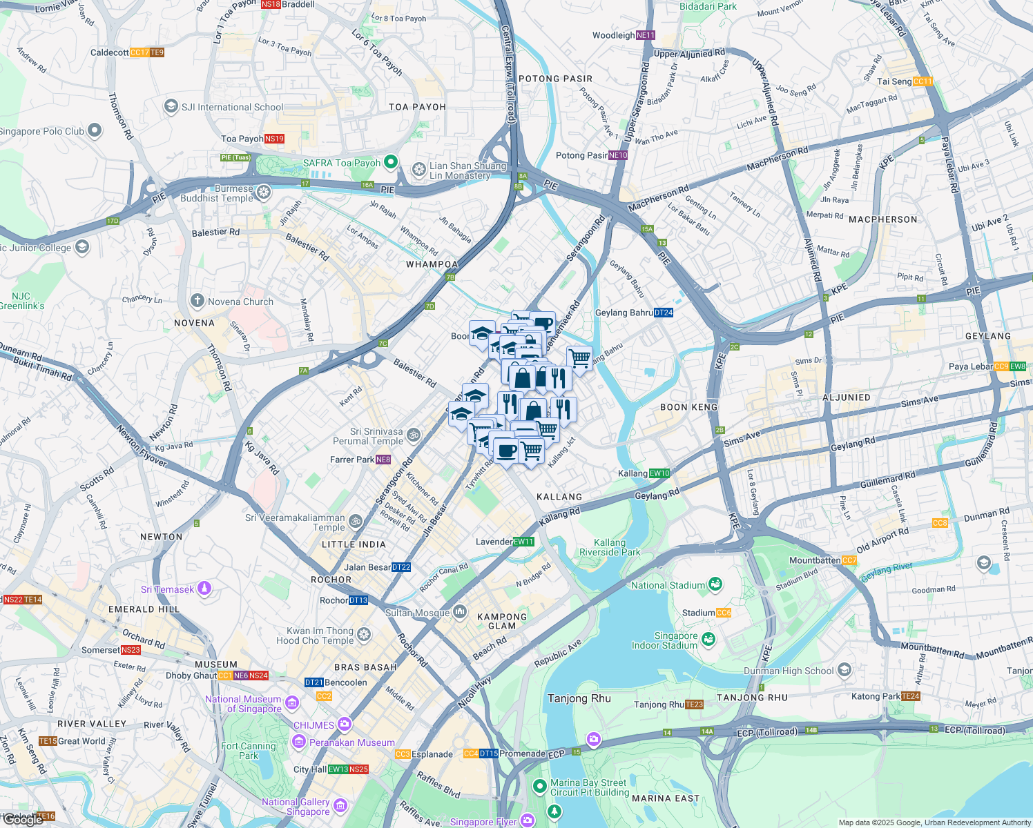 map of restaurants, bars, coffee shops, grocery stores, and more near in Singapore
