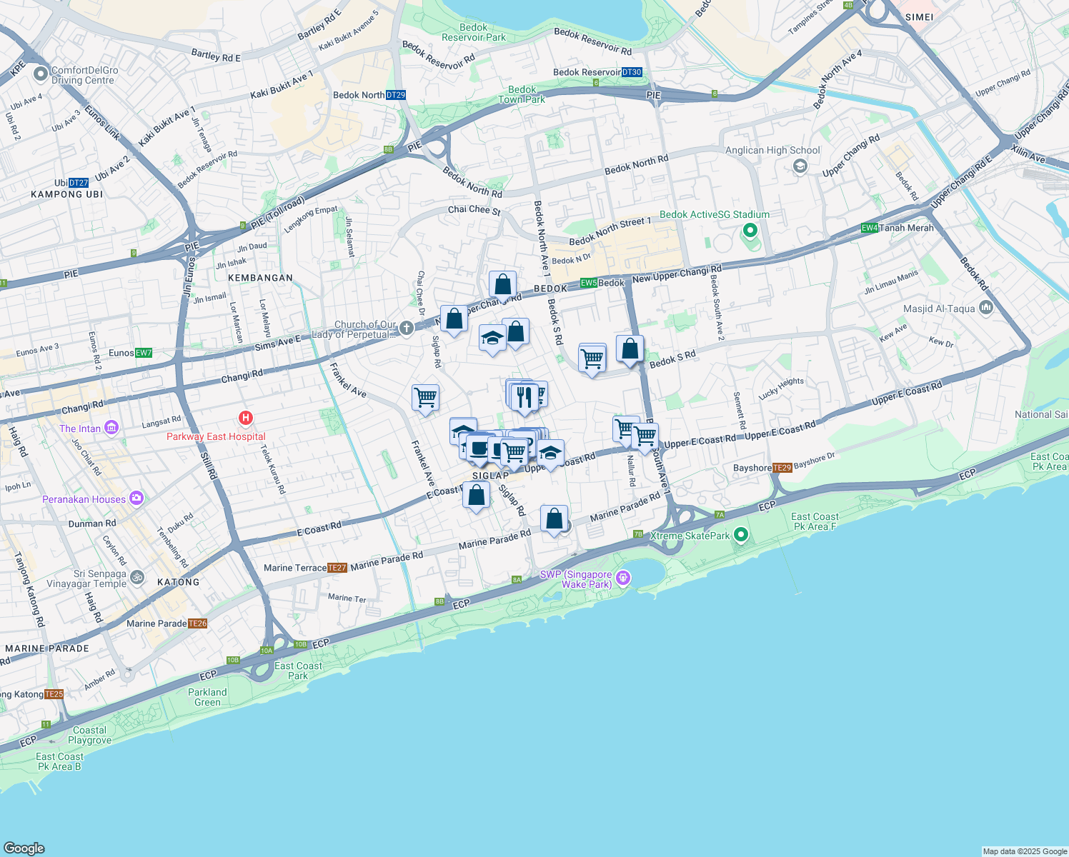 map of restaurants, bars, coffee shops, grocery stores, and more near in Singapore