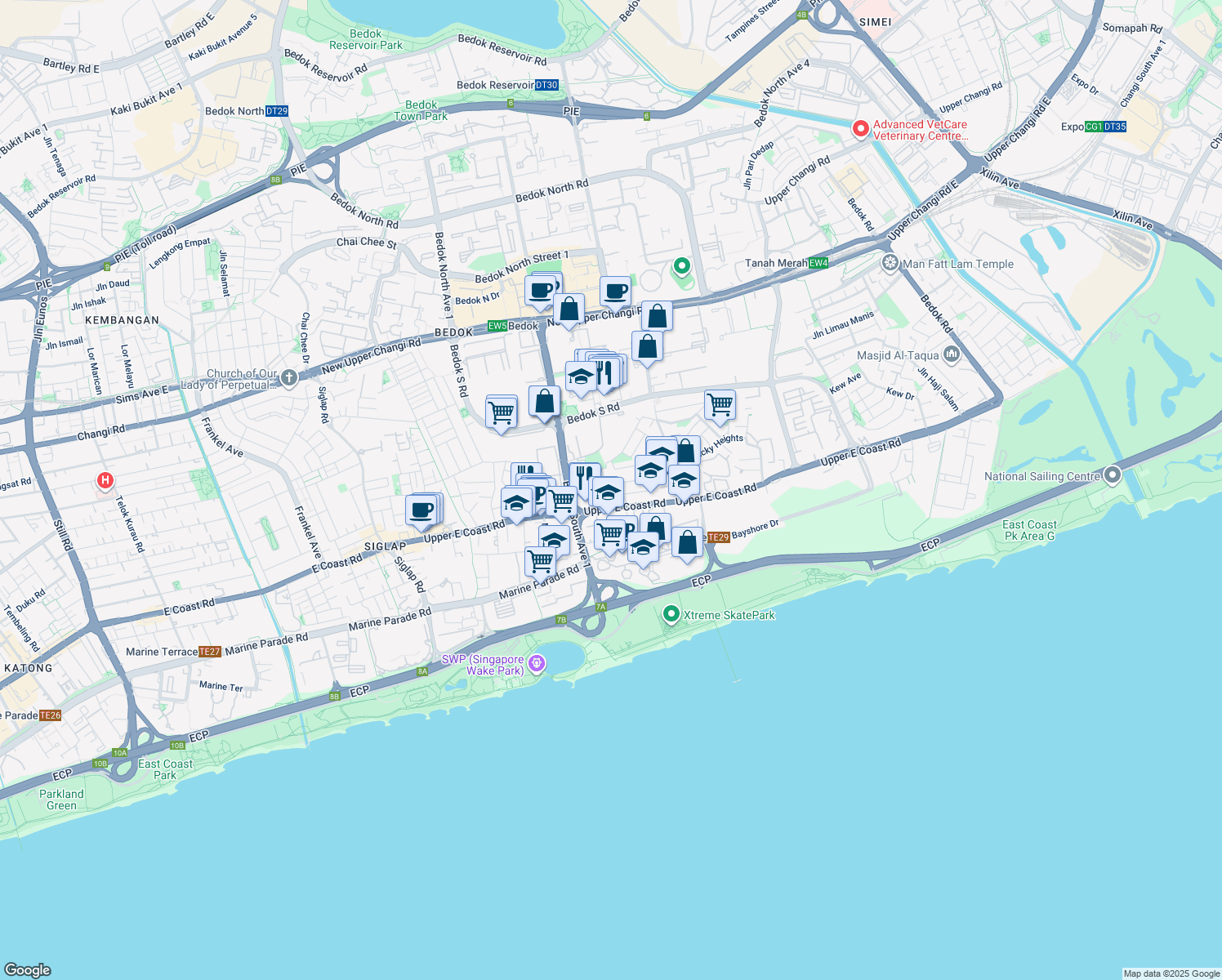 map of restaurants, bars, coffee shops, grocery stores, and more near in Singapore