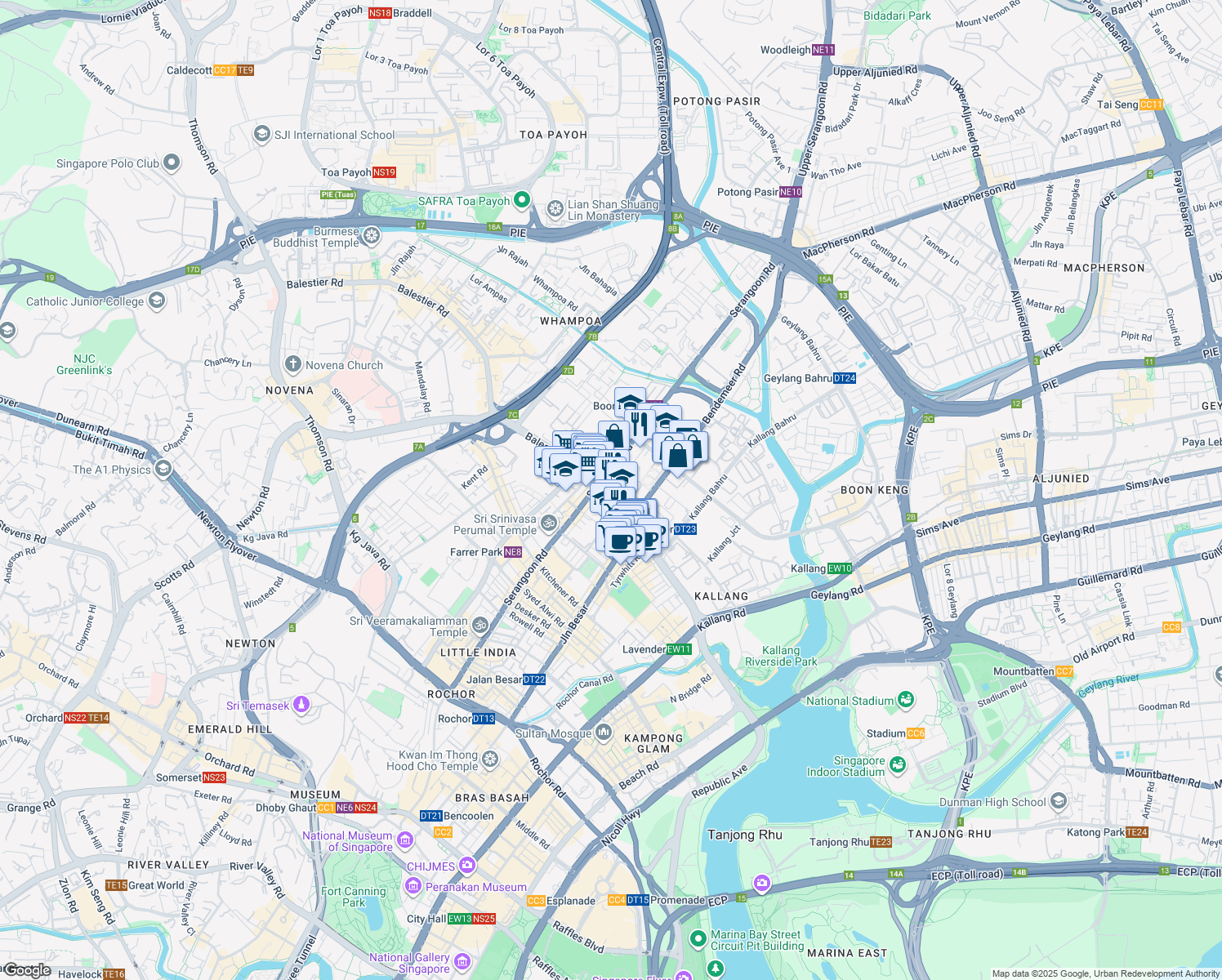 map of restaurants, bars, coffee shops, grocery stores, and more near in Singapore