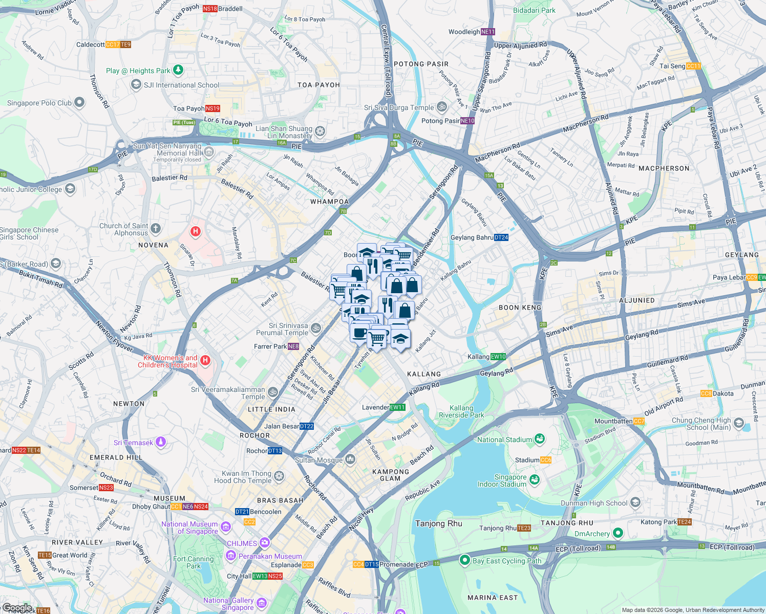 map of restaurants, bars, coffee shops, grocery stores, and more near in Singapore