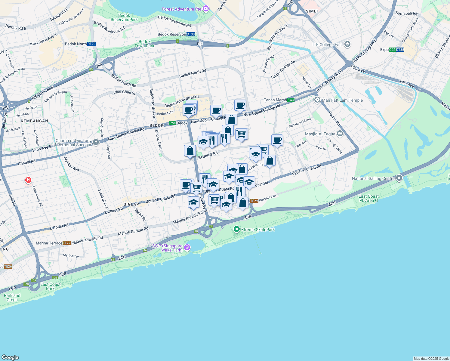 map of restaurants, bars, coffee shops, grocery stores, and more near in Singapore