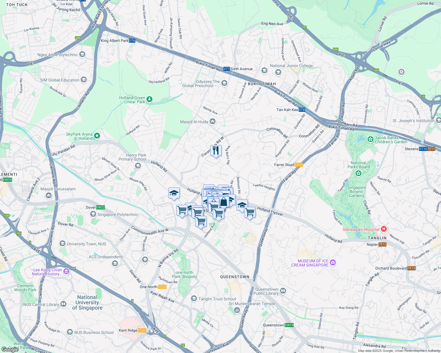 map of restaurants, bars, coffee shops, grocery stores, and more near in Singapore