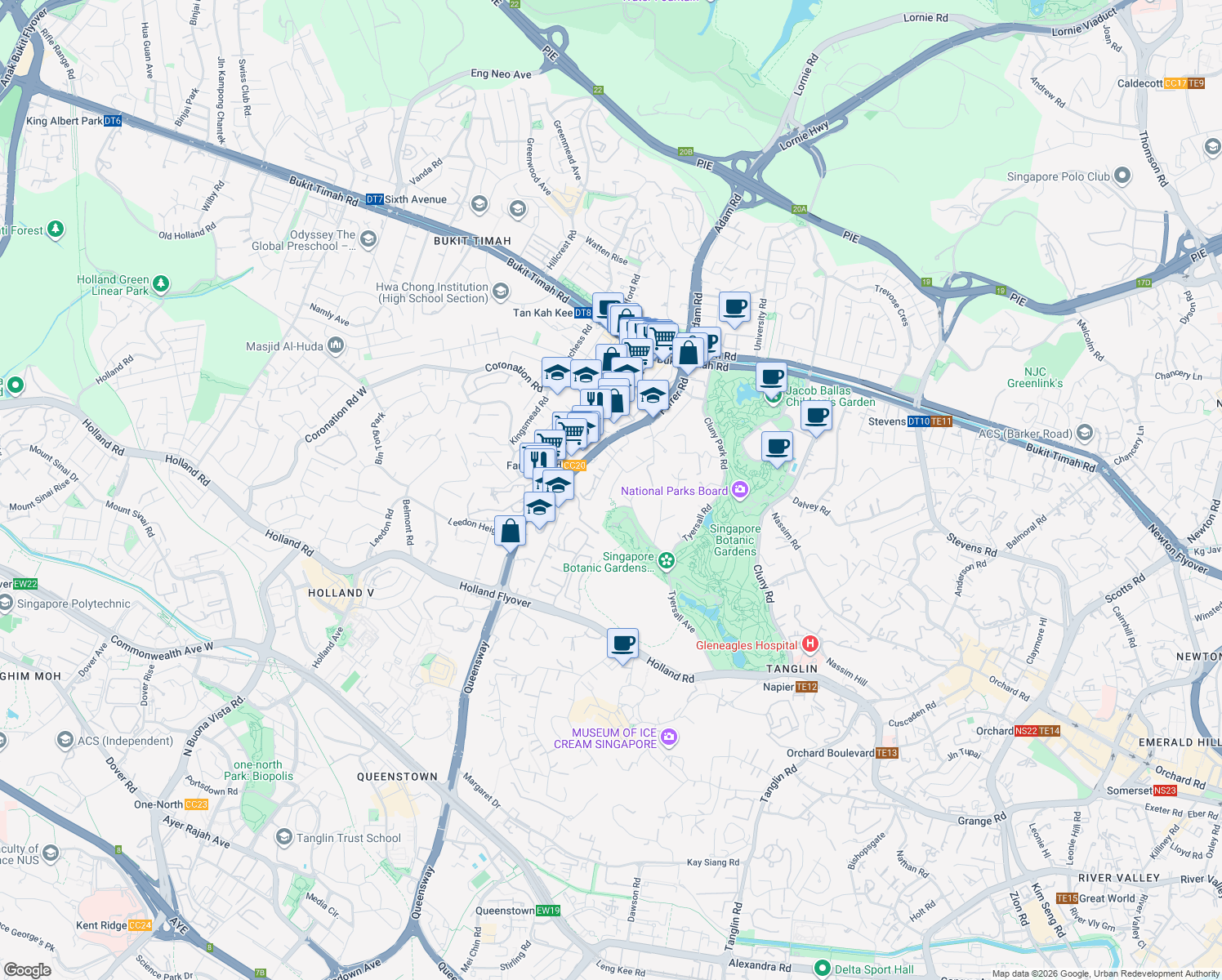 map of restaurants, bars, coffee shops, grocery stores, and more near in Singapore
