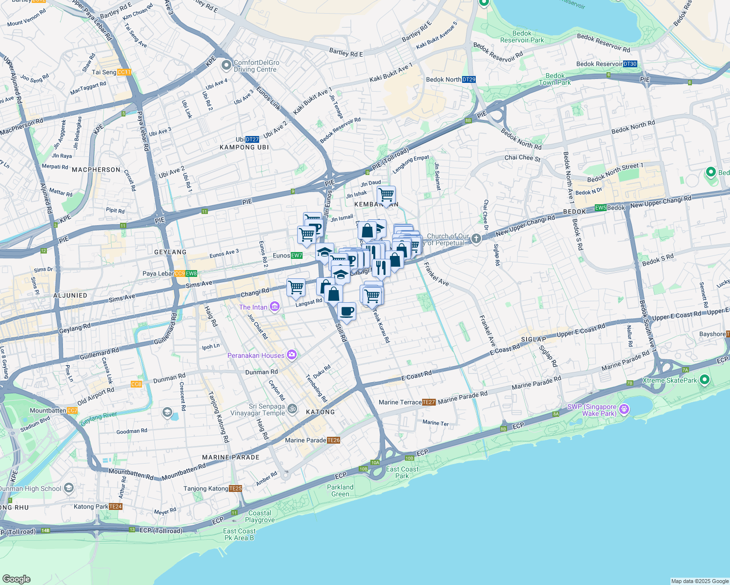 map of restaurants, bars, coffee shops, grocery stores, and more near in Singapore
