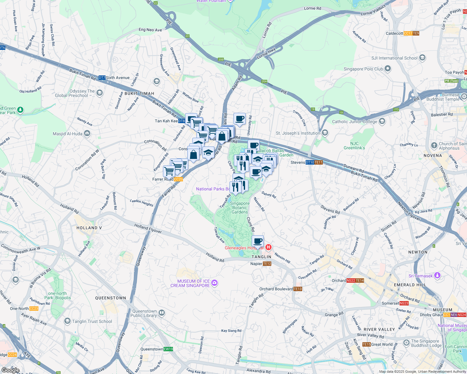 map of restaurants, bars, coffee shops, grocery stores, and more near in Singapore