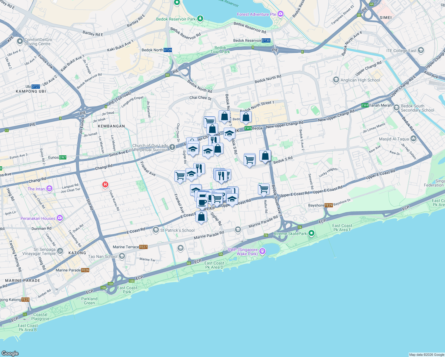 map of restaurants, bars, coffee shops, grocery stores, and more near in Singapore