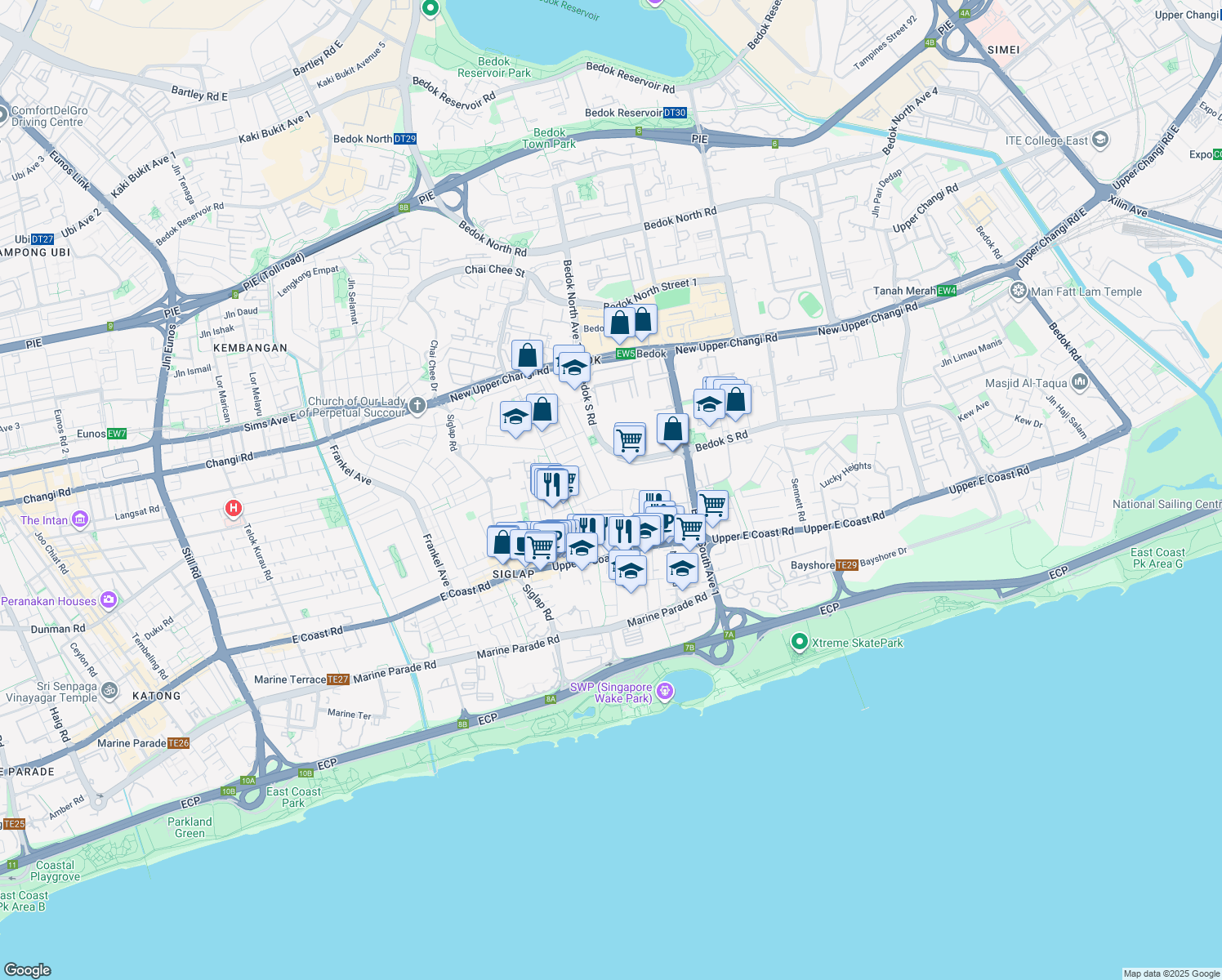 map of restaurants, bars, coffee shops, grocery stores, and more near in Singapore