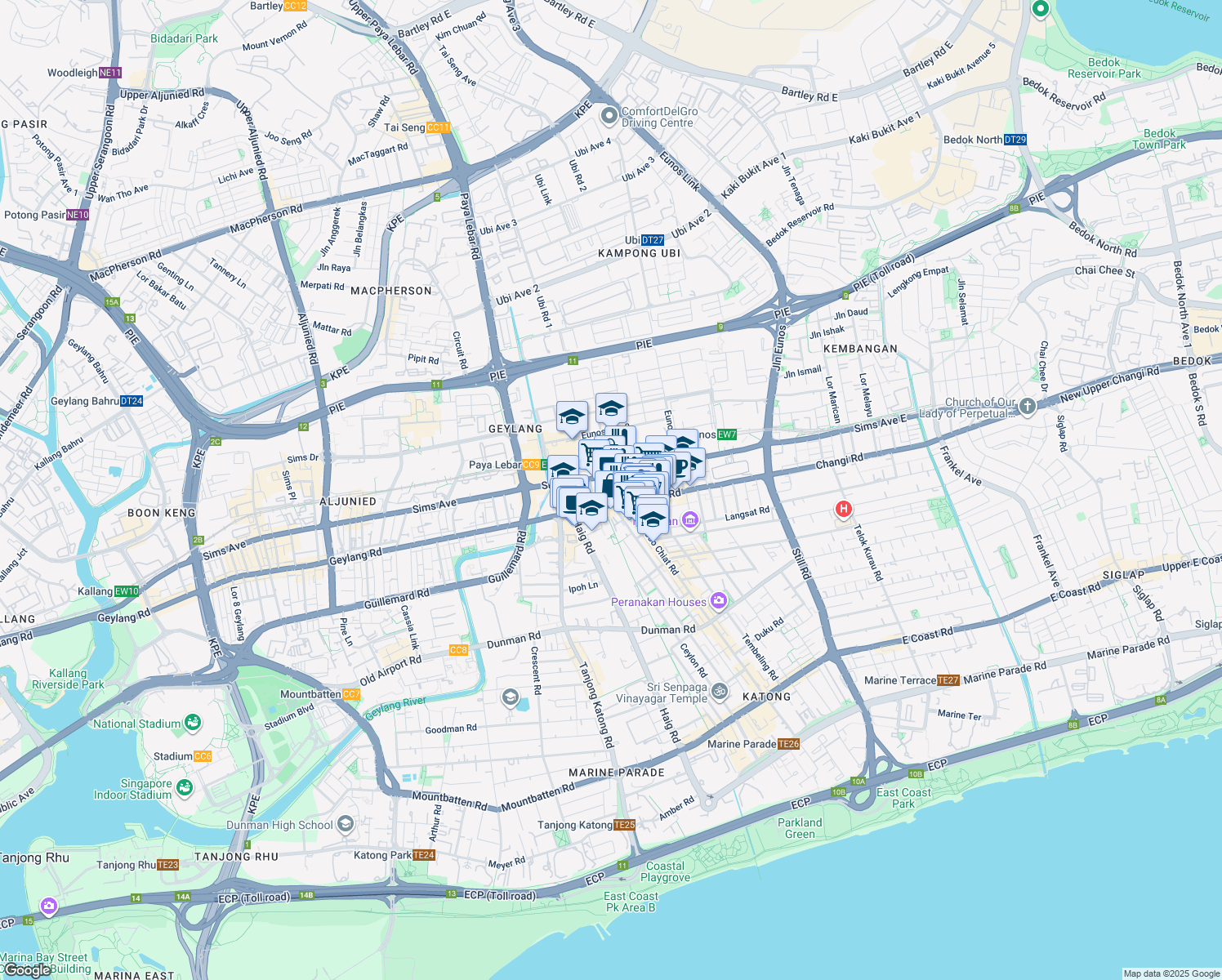 map of restaurants, bars, coffee shops, grocery stores, and more near in Singapore