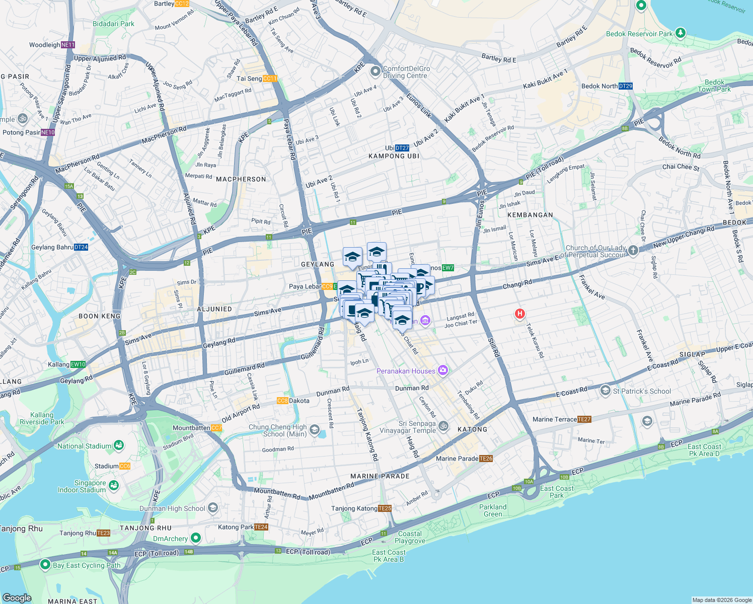 map of restaurants, bars, coffee shops, grocery stores, and more near in Singapore