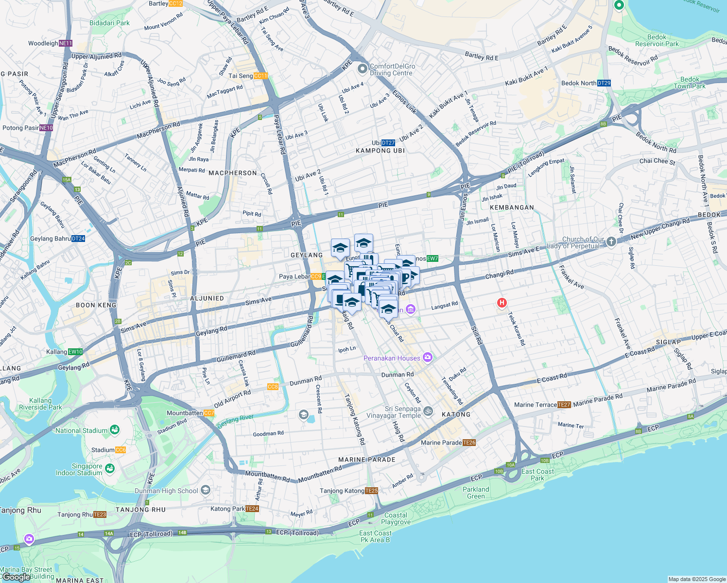 map of restaurants, bars, coffee shops, grocery stores, and more near in Singapore