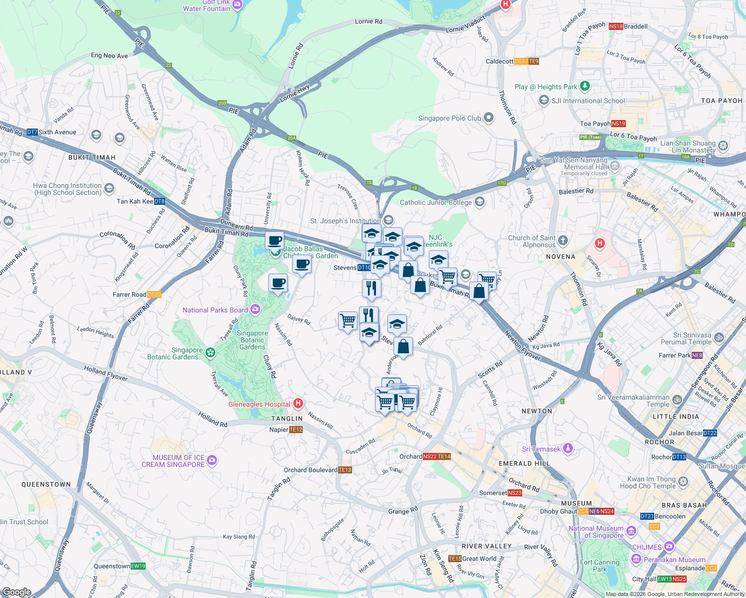 map of restaurants, bars, coffee shops, grocery stores, and more near in Singapore
