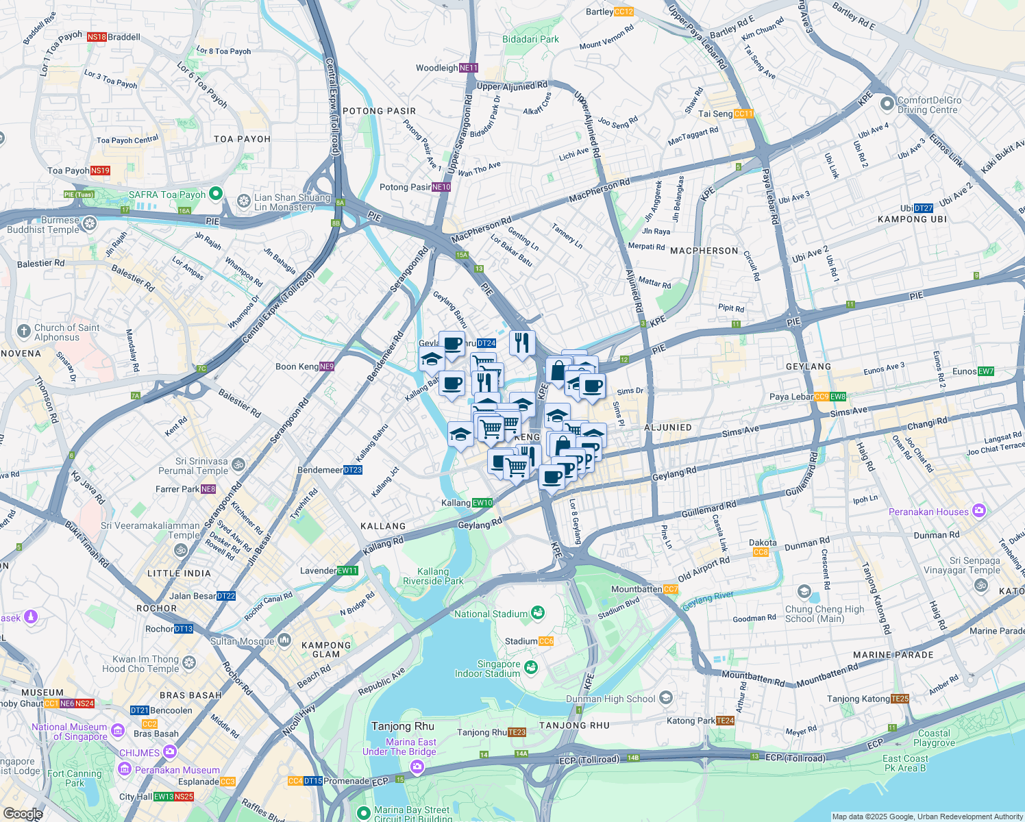 map of restaurants, bars, coffee shops, grocery stores, and more near in Singapore