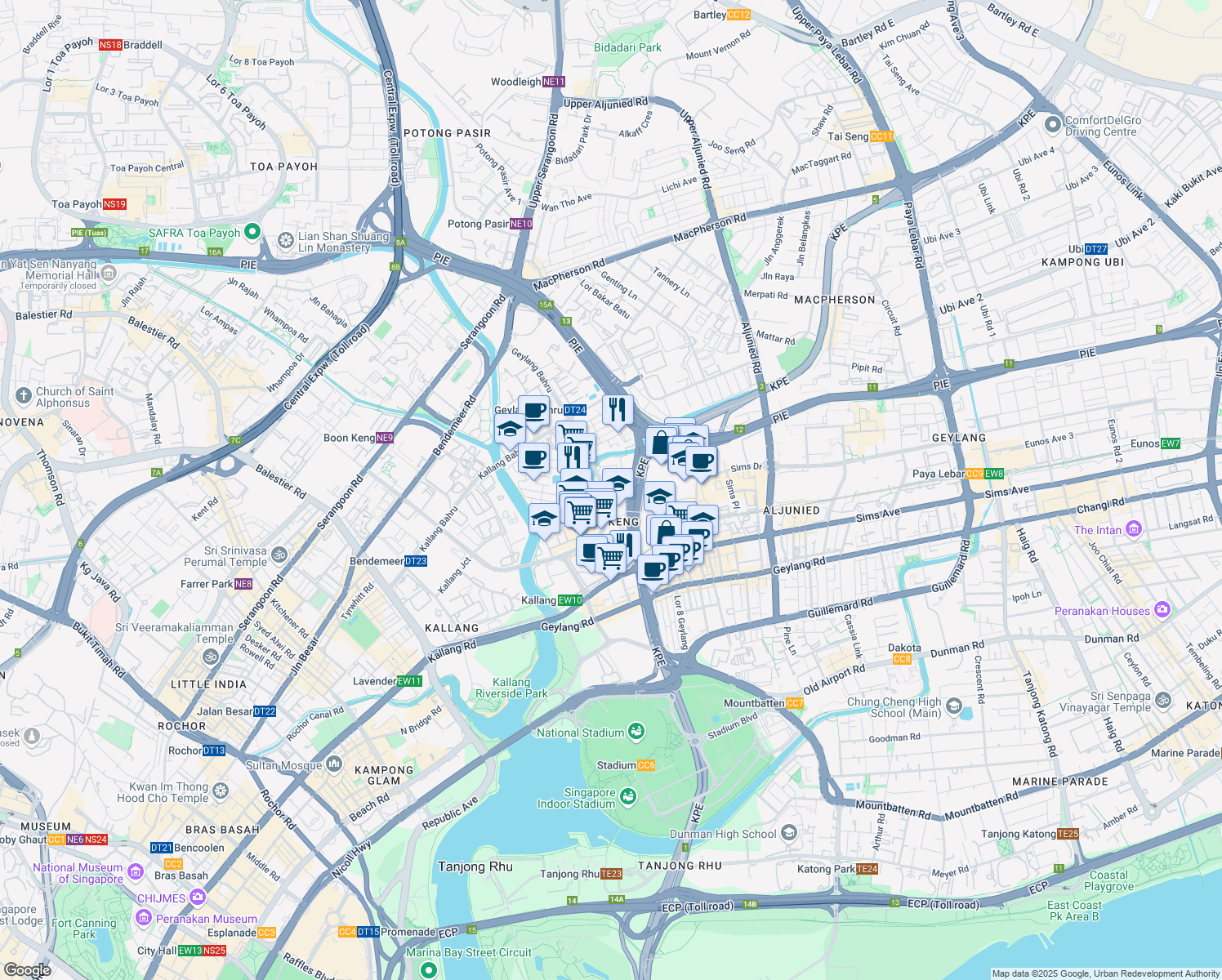 map of restaurants, bars, coffee shops, grocery stores, and more near in Singapore