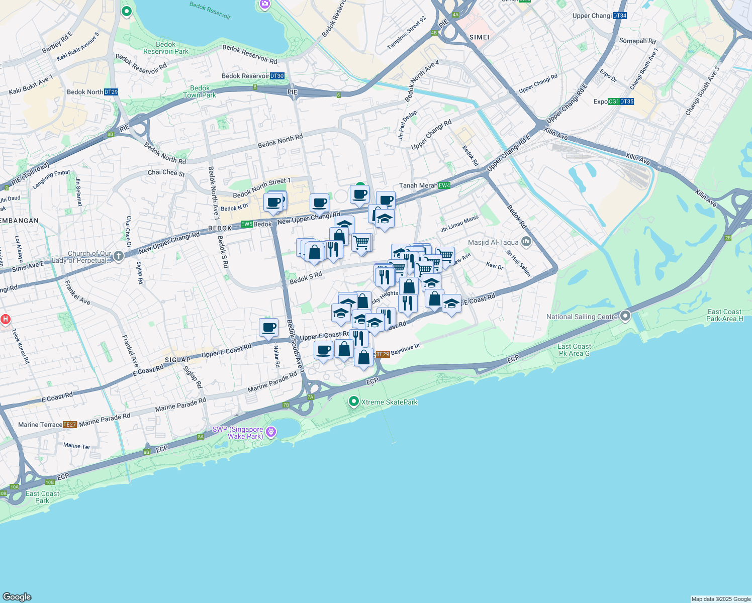 map of restaurants, bars, coffee shops, grocery stores, and more near in Singapore