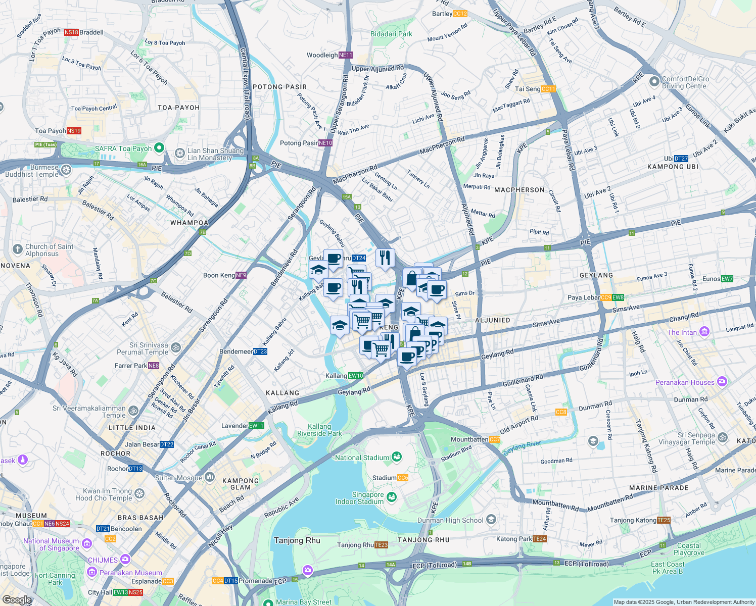 map of restaurants, bars, coffee shops, grocery stores, and more near in Singapore