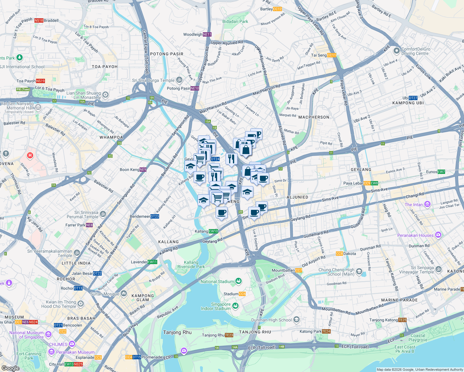 map of restaurants, bars, coffee shops, grocery stores, and more near in Singapore