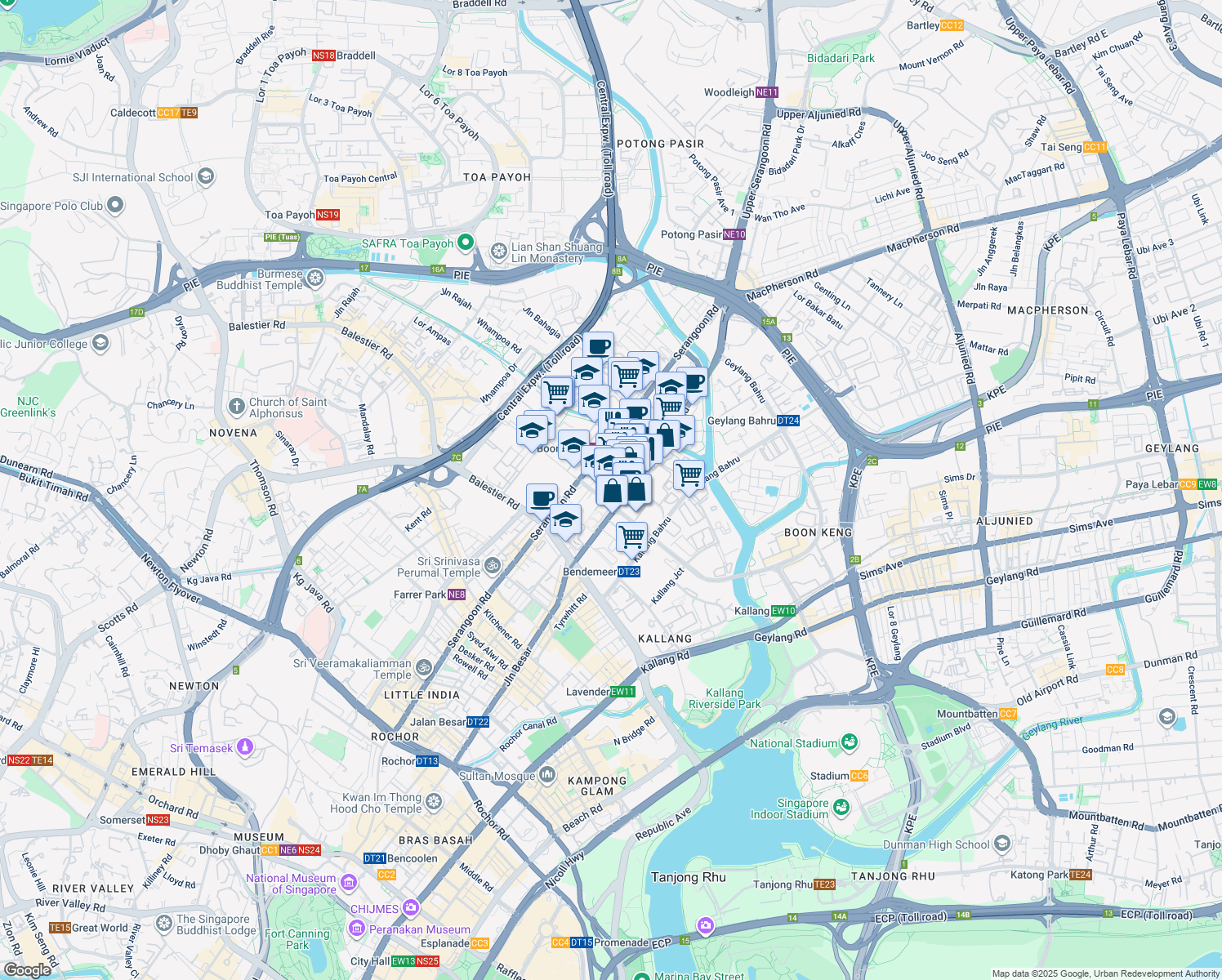 map of restaurants, bars, coffee shops, grocery stores, and more near in Singapore