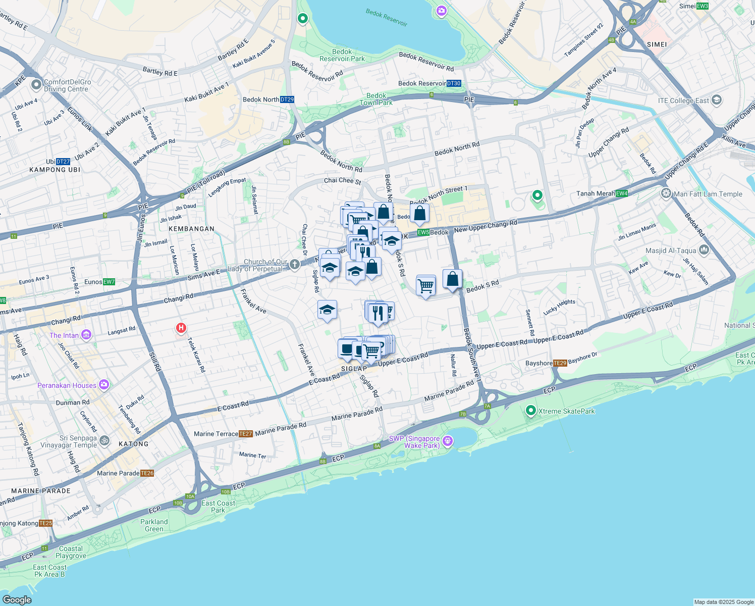 map of restaurants, bars, coffee shops, grocery stores, and more near in Singapore