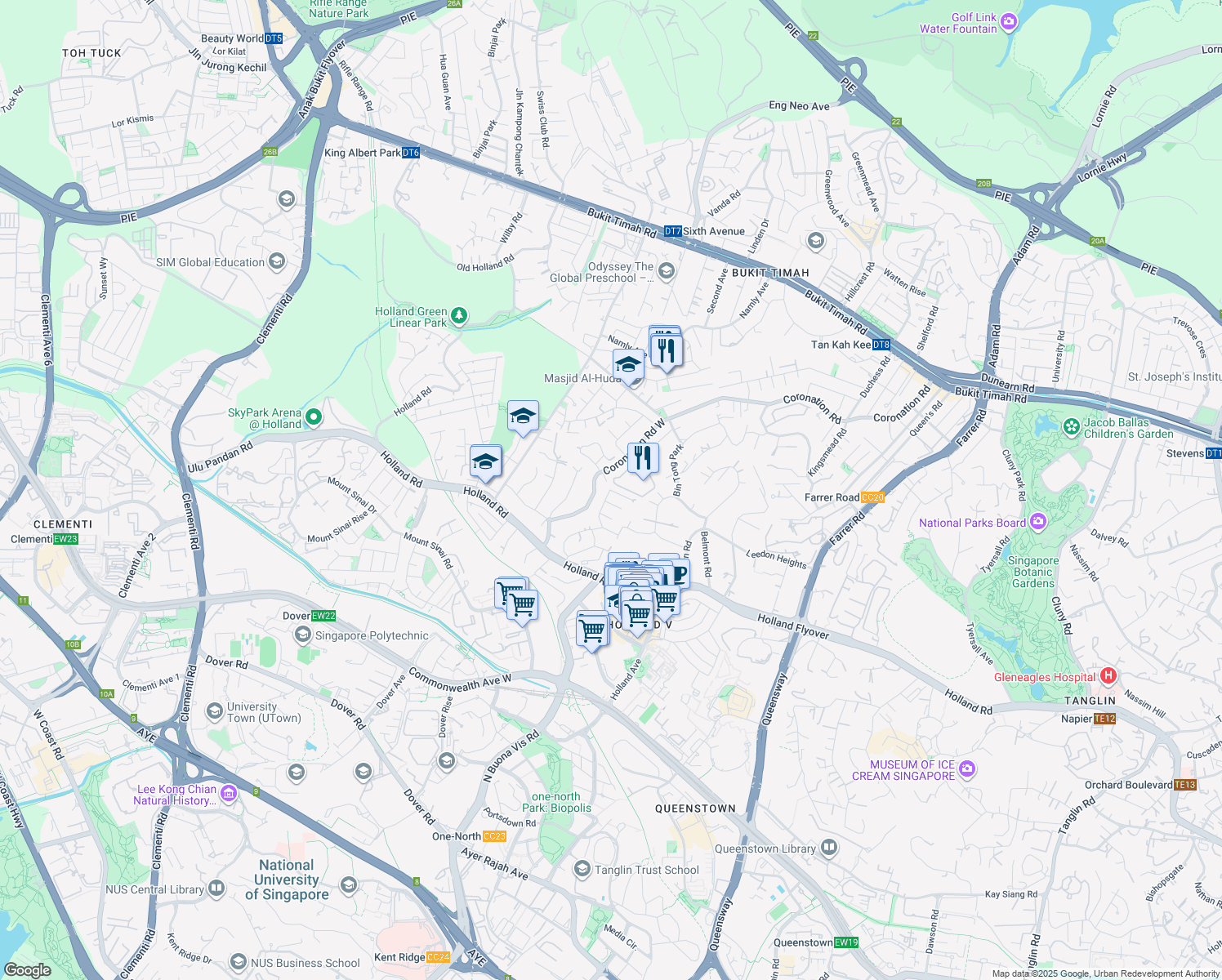 map of restaurants, bars, coffee shops, grocery stores, and more near in Singapore